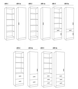 wall bed book-cases-outlines